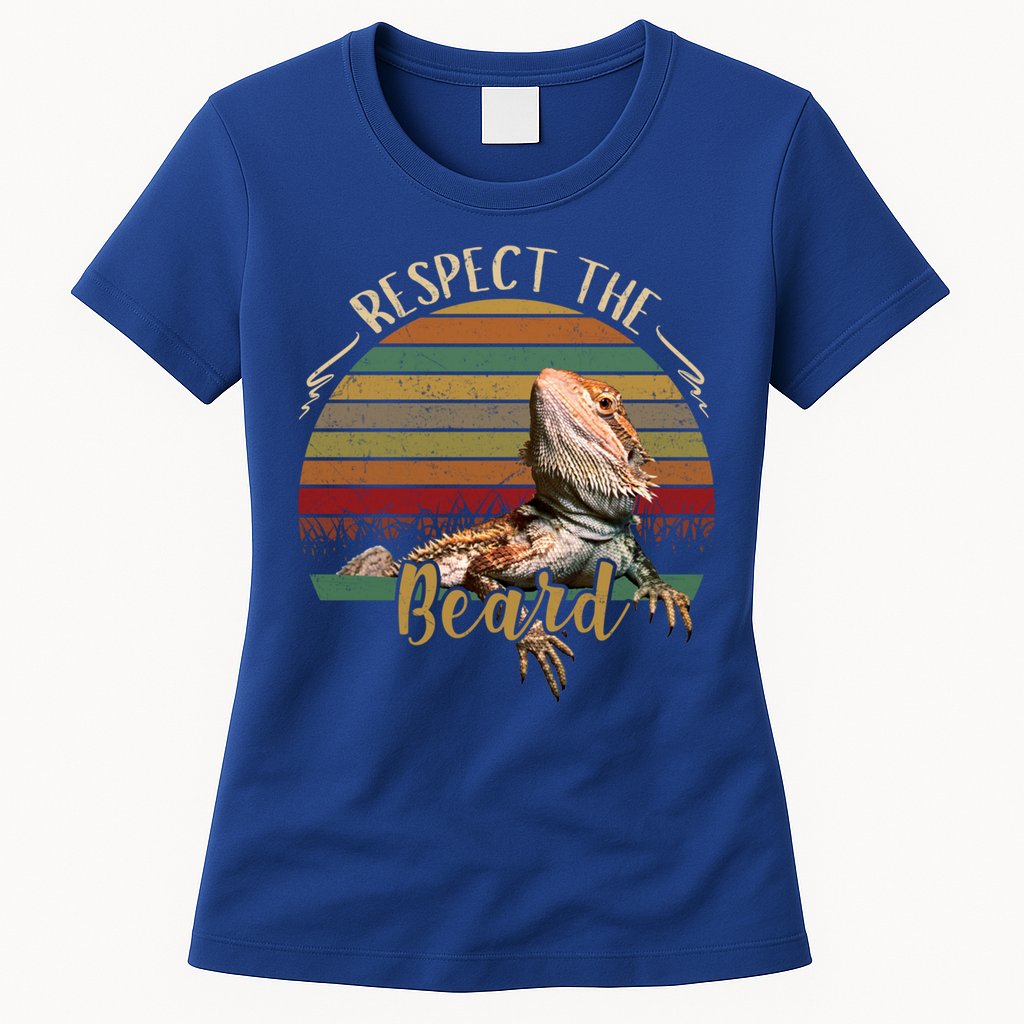 Vintage Respect The Beard Funny Bearded Dragon Lizard Gift Womens T-Shirt