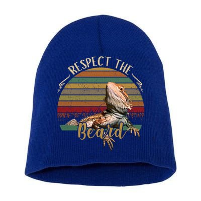 Vintage Respect The Beard Funny Bearded Dragon Lizard Gift Short Acrylic Beanie