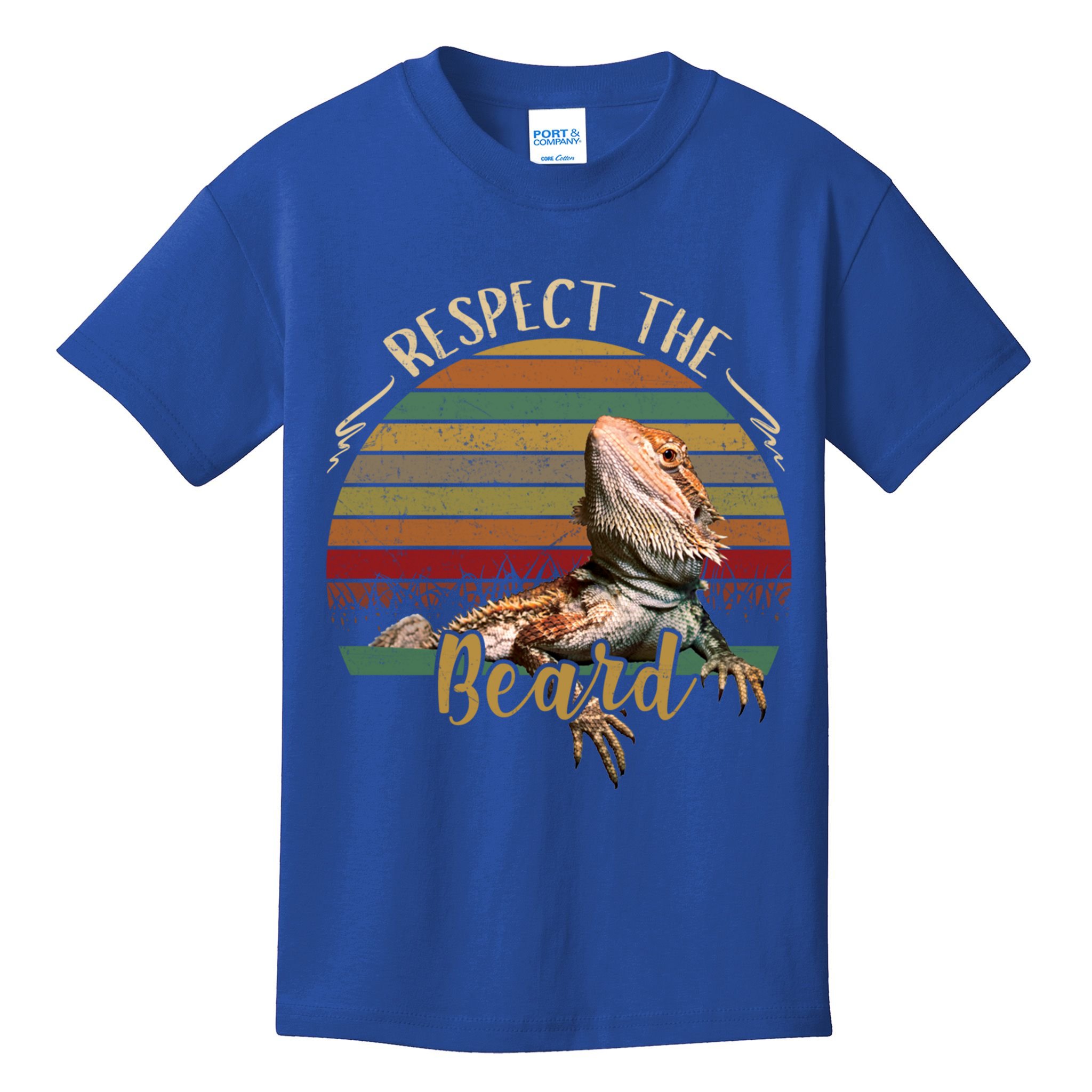 Vintage Respect The Beard Funny Bearded Dragon Lizard Gift Kids T-Shirt