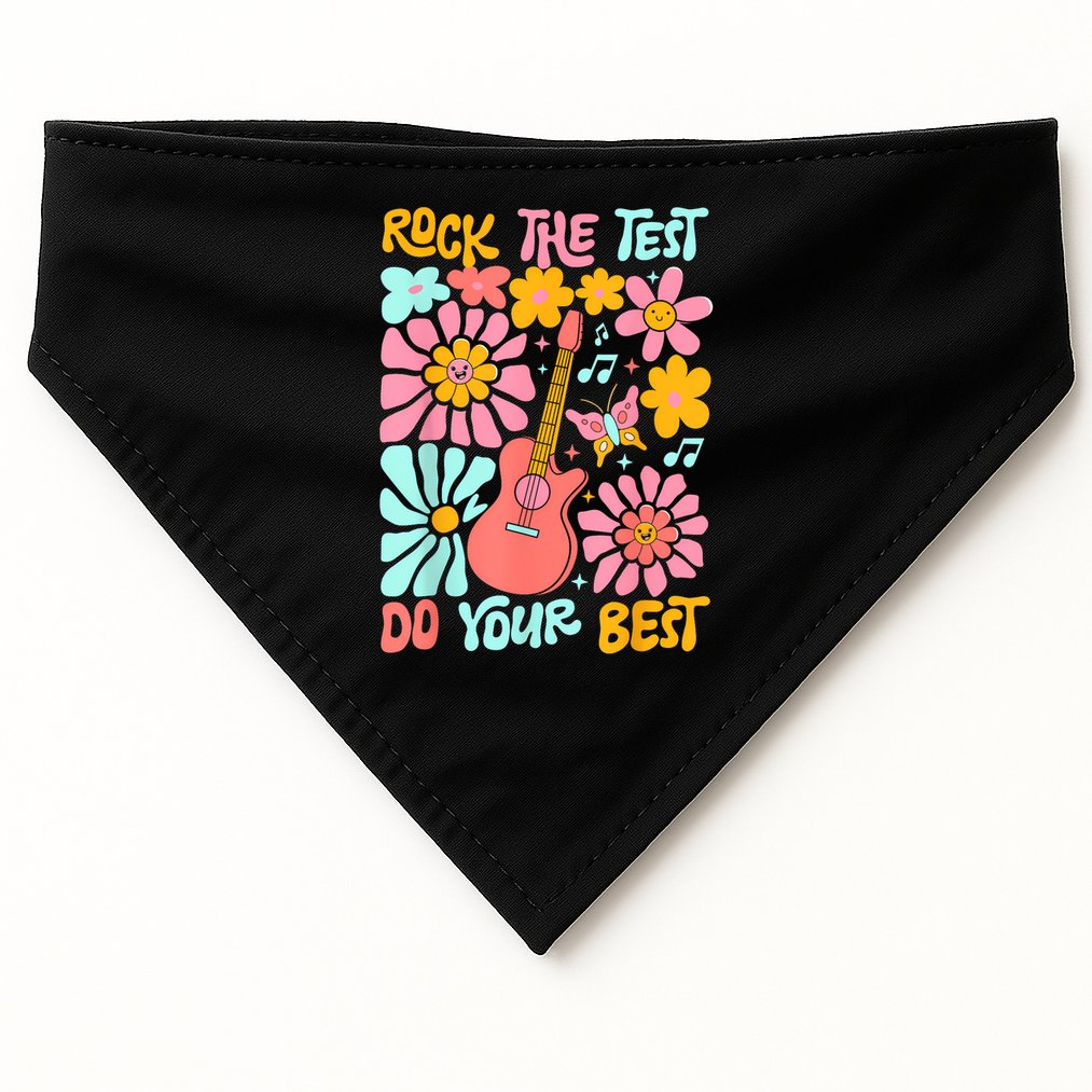 Vintage Rock The Test Funny Test Day For Teachers USA-Made Doggie Bandana