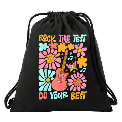Vintage Rock The Test Funny Test Day For Teachers Drawstring Bag