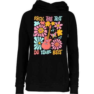Vintage Rock The Test Funny Test Day For Teachers Womens Funnel Neck Pullover Hood