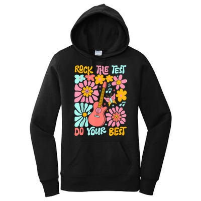 Vintage Rock The Test Funny Test Day For Teachers Women's Pullover Hoodie