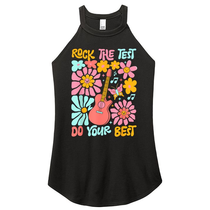 Vintage Rock The Test Funny Test Day For Teachers Women's Perfect Tri Rocker Tank