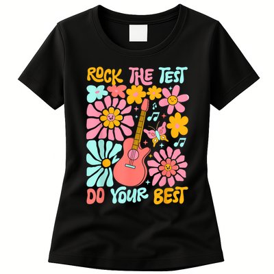 Vintage Rock The Test Funny Test Day For Teachers Womens T-Shirt