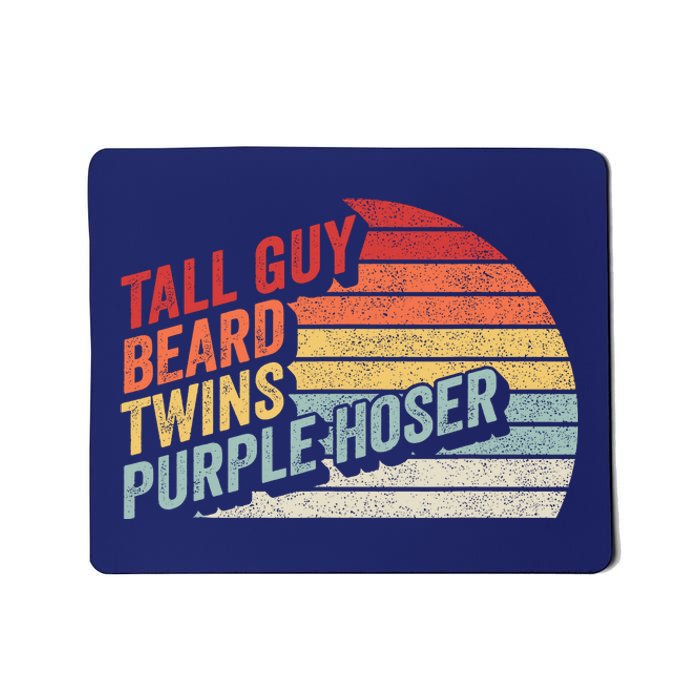 Vintage Retro Tall Guy Beard Twins Purple Hoser Mousepad