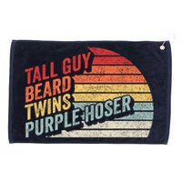 Vintage Retro Tall Guy Beard Twins Purple Hoser Grommeted Golf Towel