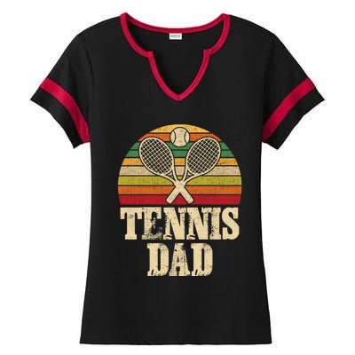 Vintage Retro Tennis Dad Fathers Day Present Gift Ladies Halftime Notch Neck Tee