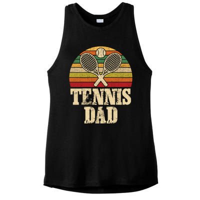 Vintage Retro Tennis Dad Fathers Day Present Gift Ladies PosiCharge Tri-Blend Wicking Tank