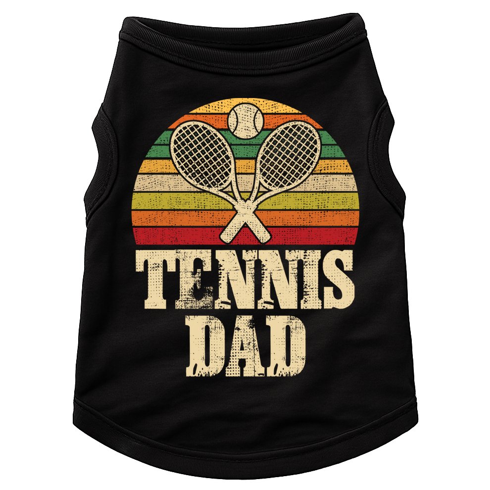 Vintage Retro Tennis Dad Fathers Day Present Gift Doggie Tank