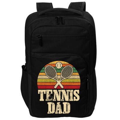 Vintage Retro Tennis Dad Fathers Day Present Gift Impact Tech Backpack
