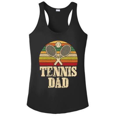 Vintage Retro Tennis Dad Fathers Day Present Gift Ladies PosiCharge Competitor Racerback Tank