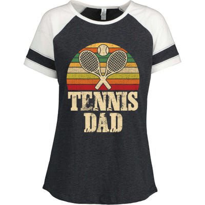 Vintage Retro Tennis Dad Fathers Day Present Gift Enza Ladies Jersey Colorblock Tee