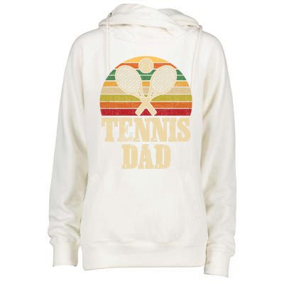 Vintage Retro Tennis Dad Fathers Day Present Gift Womens Funnel Neck Pullover Hood