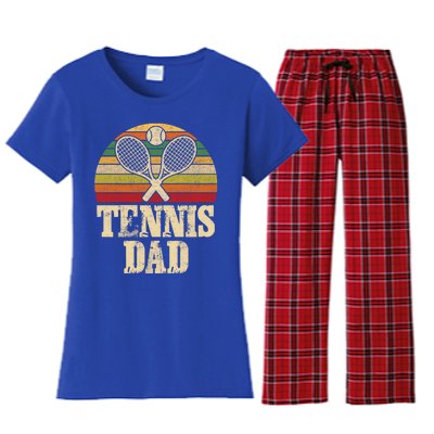 Vintage Retro Tennis Dad Fathers Day Present Gift Women's Flannel Pajama Set