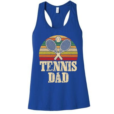 Vintage Retro Tennis Dad Fathers Day Present Gift Women's Racerback Tank