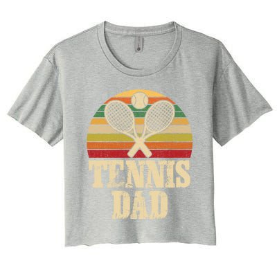 Vintage Retro Tennis Dad Fathers Day Present Gift Women's Crop Top Tee