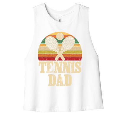 Vintage Retro Tennis Dad Fathers Day Present Gift Women's Racerback Cropped Tank