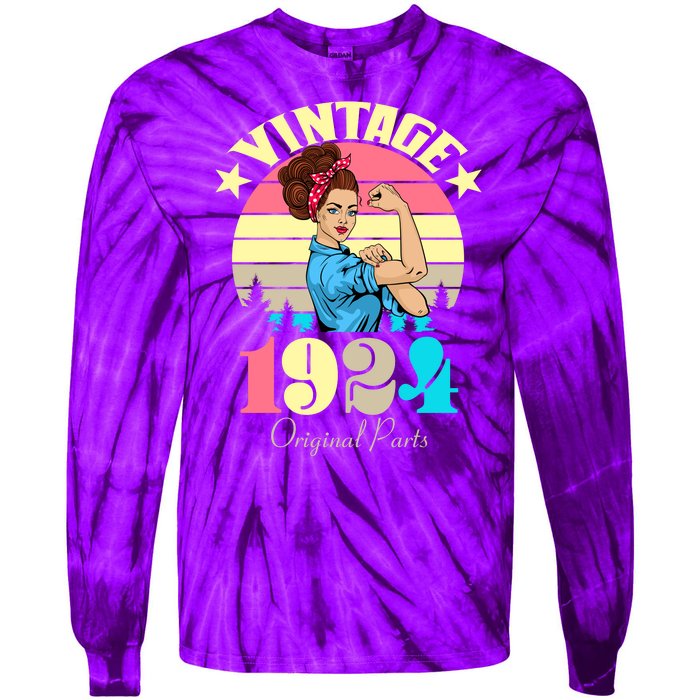 Vintage Rosie The Riveter 1924 Original Parts 100th Birthday Tie-Dye Long Sleeve Shirt