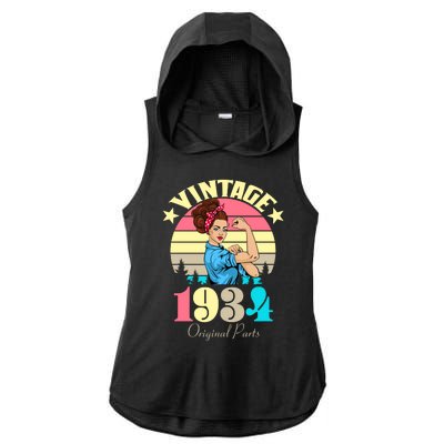 Vintage Rosie The Riveter 1934 Original Parts 90th Birthday Ladies PosiCharge Tri-Blend Wicking Draft Hoodie Tank