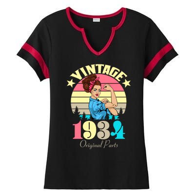 Vintage Rosie The Riveter 1934 Original Parts 90th Birthday Ladies Halftime Notch Neck Tee