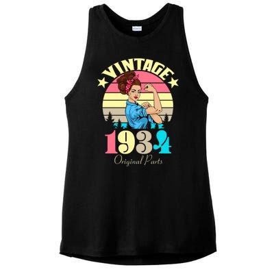 Vintage Rosie The Riveter 1934 Original Parts 90th Birthday Ladies PosiCharge Tri-Blend Wicking Tank