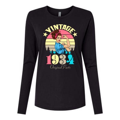 Vintage Rosie The Riveter 1934 Original Parts 90th Birthday Womens Cotton Relaxed Long Sleeve T-Shirt