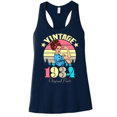 Vintage Rosie The Riveter 1934 Original Parts 90th Birthday Women's Racerback Tank