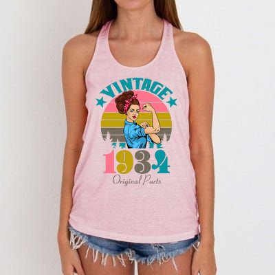 Vintage Rosie The Riveter 1934 Original Parts 90th Birthday Women's Knotted Racerback Tank