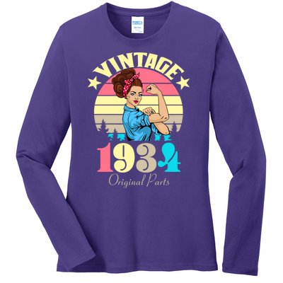 Vintage Rosie The Riveter 1934 Original Parts 90th Birthday Ladies Long Sleeve Shirt