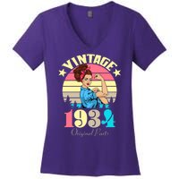 Vintage Rosie The Riveter 1934 Original Parts 90th Birthday Women's V-Neck T-Shirt