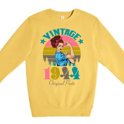 Vintage Rosie The Riveter 1944 Original Parts 80th Birthday Premium Crewneck Sweatshirt