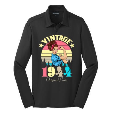 Vintage Rosie The Riveter 1944 Original Parts 80th Birthday Silk Touch Performance Long Sleeve Polo