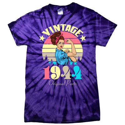 Vintage Rosie The Riveter 1944 Original Parts 80th Birthday Tie-Dye T-Shirt