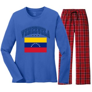 Venezuela Retro Throwback Flag Athletic Funny Gift Women's Long Sleeve Flannel Pajama Set 