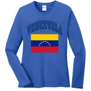 Venezuela Retro Throwback Flag Athletic Funny Gift Ladies Long Sleeve Shirt