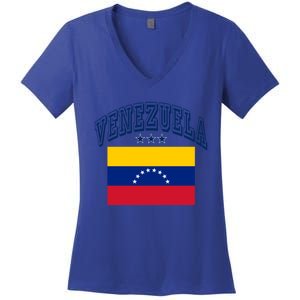 Venezuela Retro Throwback Flag Athletic Funny Gift Women's V-Neck T-Shirt