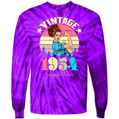 Vintage Rosie The Riveter 1954 Original Parts 70th Birthday Tie-Dye Long Sleeve Shirt