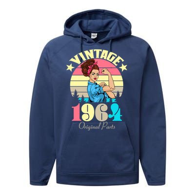 Vintage Rosie The Riveter 1964 Original Parts 60th Birthday Performance Fleece Hoodie