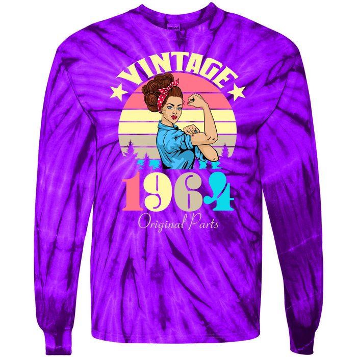 Vintage Rosie The Riveter 1964 Original Parts 60th Birthday Tie-Dye Long Sleeve Shirt