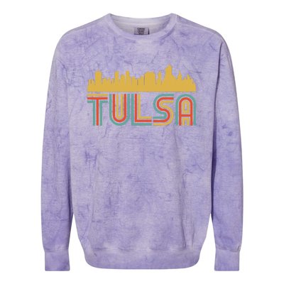 Vintage Retro Tulsa Oklahoma Skyline Colorblast Crewneck Sweatshirt