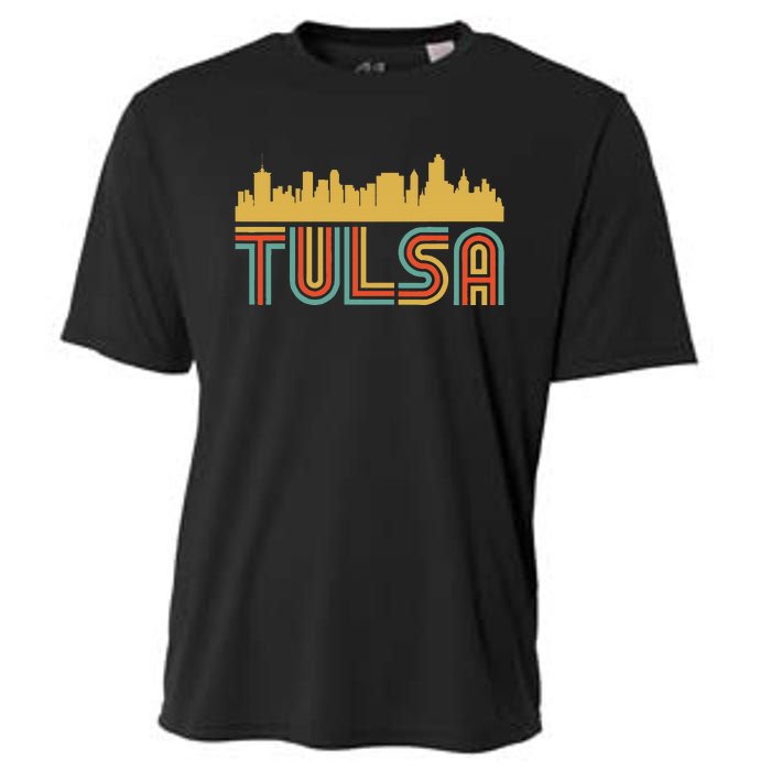 Vintage Retro Tulsa Oklahoma Skyline Cooling Performance Crew T-Shirt