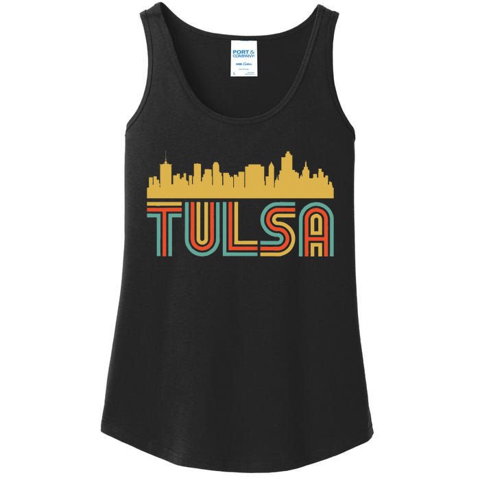 Vintage Retro Tulsa Oklahoma Skyline Ladies Essential Tank