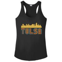 Vintage Retro Tulsa Oklahoma Skyline Ladies PosiCharge Competitor Racerback Tank