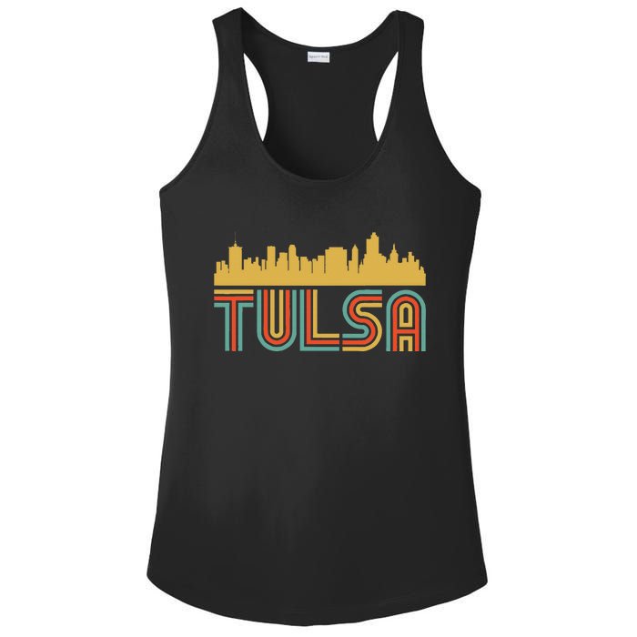 Vintage Retro Tulsa Oklahoma Skyline Ladies PosiCharge Competitor Racerback Tank