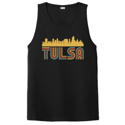 Vintage Retro Tulsa Oklahoma Skyline PosiCharge Competitor Tank