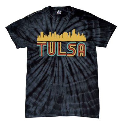 Vintage Retro Tulsa Oklahoma Skyline Tie-Dye T-Shirt