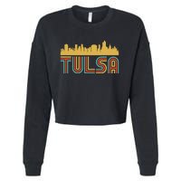 Vintage Retro Tulsa Oklahoma Skyline Cropped Pullover Crew