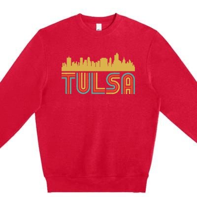 Vintage Retro Tulsa Oklahoma Skyline Premium Crewneck Sweatshirt