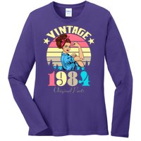 Vintage Rosie The Riveter 1984 Original Parts 40th Birthday Ladies Long Sleeve Shirt